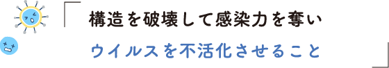 構造を破壊して感染力を奪いウイルスを不活化させること