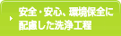 安全・安心、環境保全に配慮した洗浄工程